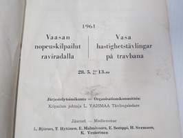 Vaasan nopeuskilpa - Vasa hastighetstävlingar 28.5.1961 -käsiohjelma