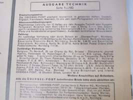 Übersee-Post - Deutschen Industriemesse Hannover 1952 -luettelojulkaisu -paljon kuluttajatuotteita mm. leluja, radioita, koriste-esineitä ym. hyvin kuvitettu