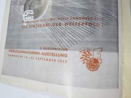 Übersee-Post - Deutschen Industriemesse Hannover 1952 -luettelojulkaisu -paljon kuluttajatuotteita mm. leluja, radioita, koriste-esineitä ym. hyvin kuvitettu