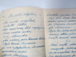 Lauluja - 1928, perinteinen musta vahakantinen vihko, johon kirjoitettu laulujen sanoja