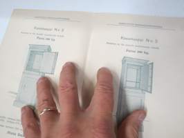 Tampereen kassakaappitehdas - Kaarlo Granath - Hintaluettelo kassakapeista 1909