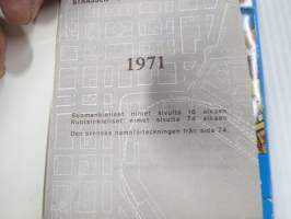 Helsinki - Helsingfors 1971 opaskartta + erillinen hakemisto / guidekarta / tourist map / plan de villa / stadtplan