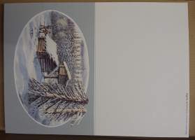 15 kpl postikortti, taittokortti - Talvinen maisema 1 - Joulutervehdys God Helg Season&#039;s Greetings Frohe Feiertage Joyeux Noël