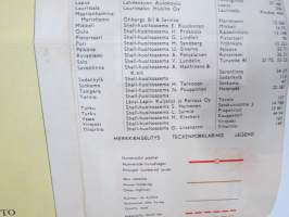 Shell Suomi-Finland 1959 Matkailukartta, sisältää kaupunki- / paikkakuntakohtaiset opastuskeskukset