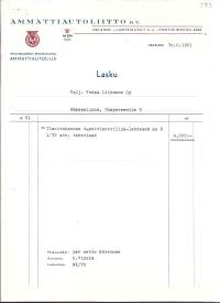 Ammattiautoliitto ry Helsinki 1961  - firmalomake