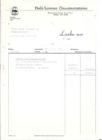 ESO Etelä-Suomen Osuusteurastamo  Hämeenlinna 1957  - firmalomake