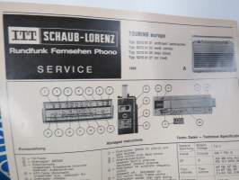 Schaub-Lorenz Touring Europa matkaradio -alkuperäiset käyttöohjeet, piirikaaviot ym. paperit, jotka olleet mukana