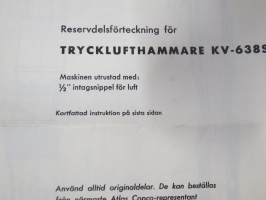 Atlas-Copco Trycklufthammare typ KV Skötselinstruktion - Reservdelsförteckning -huolto-ohje