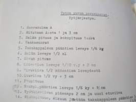 Kaavaoppivihko - jonkinoppilaitoksen käsityönopetuksen tai vastaavan &quot;työvihko&quot;, jossa iso määrä erilaisten vaatteiden kaavoja yms.