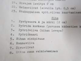 Kaavaoppivihko - jonkinoppilaitoksen käsityönopetuksen tai vastaavan &quot;työvihko&quot;, jossa iso määrä erilaisten vaatteiden kaavoja yms.