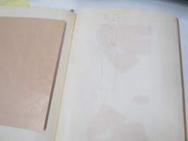 Kaavaoppivihko - jonkinoppilaitoksen käsityönopetuksen tai vastaavan &quot;työvihko&quot;, jossa iso määrä erilaisten vaatteiden kaavoja yms.