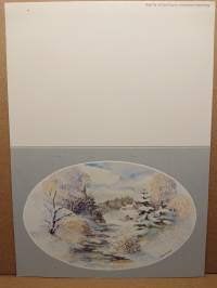 5 kpl postikortti, taittokortti - Talvinen maisema 3 - Med tack för Gott samarbete och en önskan om God Jul och Gott Nytt Ar