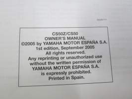 Yamaha CS50Z, CS50 JOGR Owner´s manual -skootteri, käyttöohjekirja englanniksi