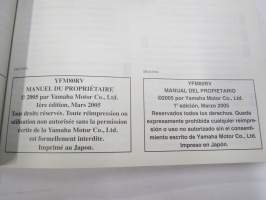 Yamaha YFM80RV Owner´s manual, Manuel du proprietaire, Manual del propietario -moottoripyörä, käyttöohjekirja englanniksi, italiaksi, espanjaksi