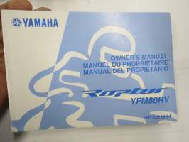 Yamaha YFM80RV Owner´s manual, Manuel du proprietaire, Manual del propietario -moottoripyörä, käyttöohjekirja englanniksi, italiaksi, espanjaksi