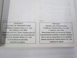 Yamaha Grizzly 125 YFM125GT Owner´s manual, Manuel du proprietaire, Manual del propietario -mönkijä, käyttöohjekirja englanniksi, italiaksi, espanjaksi