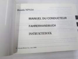 Honda NPS50 Manuel du conducteur, Fahrerhandbuch, Instruktiebok -skootteri, käyttöohjekirja ranska, saksa, hollanti