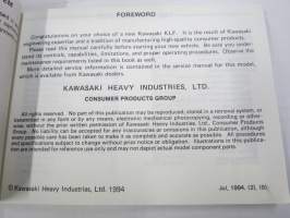 Kawasaki KLF 300 4X€ All Terrain Vehicle ATV Owner´s Manual -mönkijä, käyttöohjekirja englanniksi