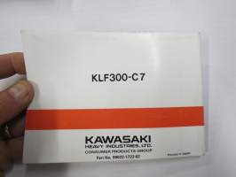 Kawasaki KLF 300 4X€ All Terrain Vehicle ATV Owner´s Manual -mönkijä, käyttöohjekirja englanniksi