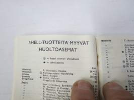 Shell autoilijan muistikirja 1965, sisältää huoltoasema- ja myyntipisteluettelon