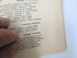 Vakka-Suomen Maatalousnäyttely Uudessakaupungissa 18.20.7.1947 - Juhlaopas (luettelo), sisältää Vakka-Suomen sukutilat listattuna pitäjittäin
