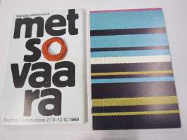 Marjatta Metsovaara - Näyttely Taidehallissa 1969 - näyttelyjulkaisu, erikoinen kortein toteutettu ulkoasu