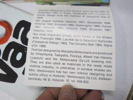Marjatta Metsovaara - Näyttely Taidehallissa 1969 - näyttelyjulkaisu, erikoinen kortein toteutettu ulkoasu