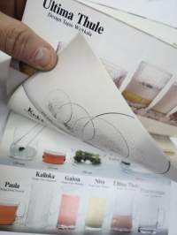 Ahlström Iittala -tuoteluettelo / myyntiesite; Tsaikka, Paula, Otso, Gaissa, Pisaranrengas, Aslak, Niva, Kalinka, Ultima Thule, Valssi, Marski, Tapio, Senaattori ym.