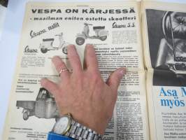 Kone-Uutiset 1969 nr 1 -Kone Glans Oy mainoslehti; ASA Car-ula &amp; Matka-automatic radiot, Terhi perämoottorit, Vespa SS - Primavera - Commercial, Solifer 10 mopedi ym