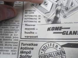 Kone-Uutiset 1969 nr 1 -Kone Glans Oy mainoslehti; ASA Car-ula &amp; Matka-automatic radiot, Terhi perämoottorit, Vespa SS - Primavera - Commercial, Solifer 10 mopedi ym