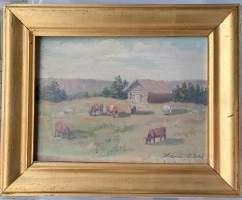 Karl Abel  öljymaalaus levylle sign kehystetty  32x38 cm