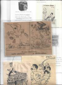 Sotapropagandaa  kahdessa muovitaskussa