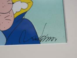 Mauri Kunnas, &quot;Joulupukki ja noitarumpu&quot; TV 2 animaatiokuva, tausta ja uniikki liikekuva, sign sekatekniikka  37x45 cm