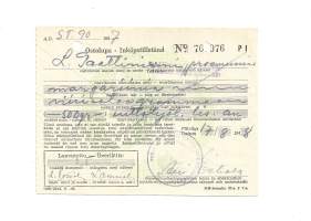 Uittotyöntekijän lisäannos - Ostolupa -  Margariinia / Porin Kansanhuoltolautakunta 1948