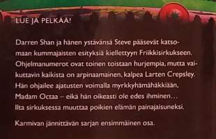 Darren Shan - Friikkisirkus.  ( Fantasia, kauhu, nuortenkirjallisuus )
