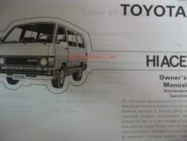 Toyota Hiace Owner`s manual 1983
