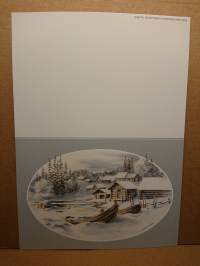 5 kpl postikortti, taittokortti - Talvinen maisema 6 - Med tack för Gott samarbete och en önskan om God Jul och Gott Nytt Ar