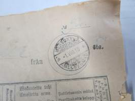 Kartta 1.8.-31.8.1910 Messukylään Tampereelta / Karta till... - Postilaitoksen kirjattujen lähetysten luettelo, sinettileima