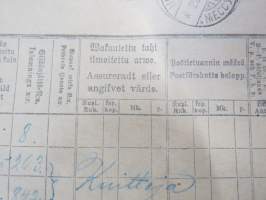 Kartta 1.8.-31.8.1910 Messukylään Tampereelta / Karta till... - Postilaitoksen kirjattujen lähetysten luettelo, sinettileima