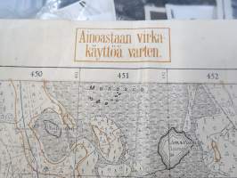 Kaukjärvi 6700/10-30-460/60 - Perkjärvi - Vierusta, tunnetun luovutetussa Karjalassa olleen Perkjärven tykistöharjoitusalueen kartta v. 1938