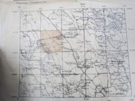 Kaukjärvi 6700/10-30-460/60 - Perkjärvi - Vierusta, tunnetun luovutetussa Karjalassa olleen Perkjärven tykistöharjoitusalueen kartta v. 1938