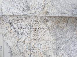 Kaukjärvi 6700/10-30-460/60 - Perkjärvi - Vierusta, tunnetun luovutetussa Karjalassa olleen Perkjärven tykistöharjoitusalueen kartta v. 1938