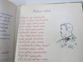 Sotilasmuistio (huom 2 kpl!) S.L. 1964-65 TurRtr viestimies varusmiesaikaisia muistoja ja piirroksia ym. varten tarkoitettu kirja, paljon tekstejä ja piirroksia