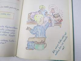 Sotilasmuistio (huom 2 kpl!) S.L. 1964-65 TurRtr viestimies varusmiesaikaisia muistoja ja piirroksia ym. varten tarkoitettu kirja, paljon tekstejä ja piirroksia