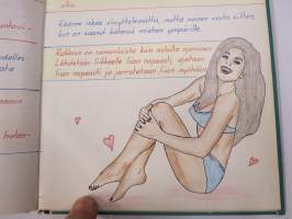 Sotilasmuistio (huom 2 kpl!) S.L. 1964-65 TurRtr viestimies varusmiesaikaisia muistoja ja piirroksia ym. varten tarkoitettu kirja, paljon tekstejä ja piirroksia