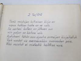 Sotilasmuistio (huom 2 kpl!) S.L. 1964-65 TurRtr viestimies varusmiesaikaisia muistoja ja piirroksia ym. varten tarkoitettu kirja, paljon tekstejä ja piirroksia