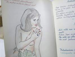 Sotilasmuistio (huom 2 kpl!) S.L. 1964-65 TurRtr viestimies varusmiesaikaisia muistoja ja piirroksia ym. varten tarkoitettu kirja, paljon tekstejä ja piirroksia