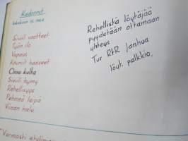 Sotilasmuistio (huom 2 kpl!) S.L. 1964-65 TurRtr viestimies varusmiesaikaisia muistoja ja piirroksia ym. varten tarkoitettu kirja, paljon tekstejä ja piirroksia