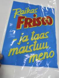 Raikas Frisco -muovikassi 1980-luvulta, mainoskassi / promootiokassi