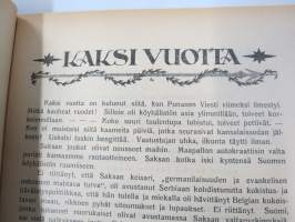 Punanen Viesti (Punainen wiesti) 1920 - Sosialidemokraattinen kevätjulkaisu, propagandistinen, osin tosipohjaista tekstiä, osin kaunokirjallista, kansikuvitus